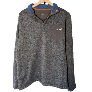 Woolrich Snap Neck Fleece Pullover Gray Chest Pocket Mens Large